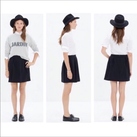 Madewell Bistro Pleated Black Mini Skirt B5459 - Picture 3 of 15